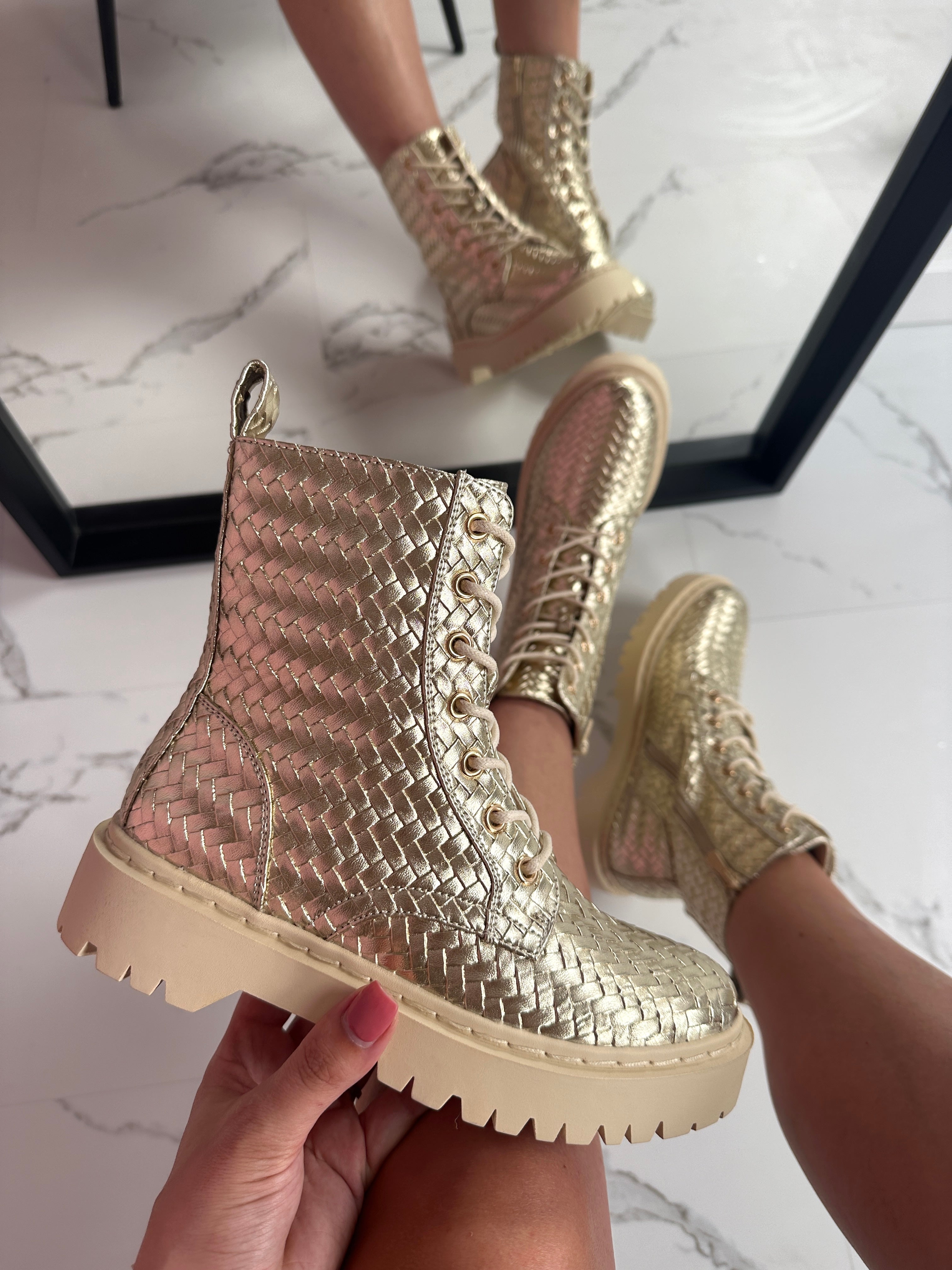 Martina Golden Ankle Boots