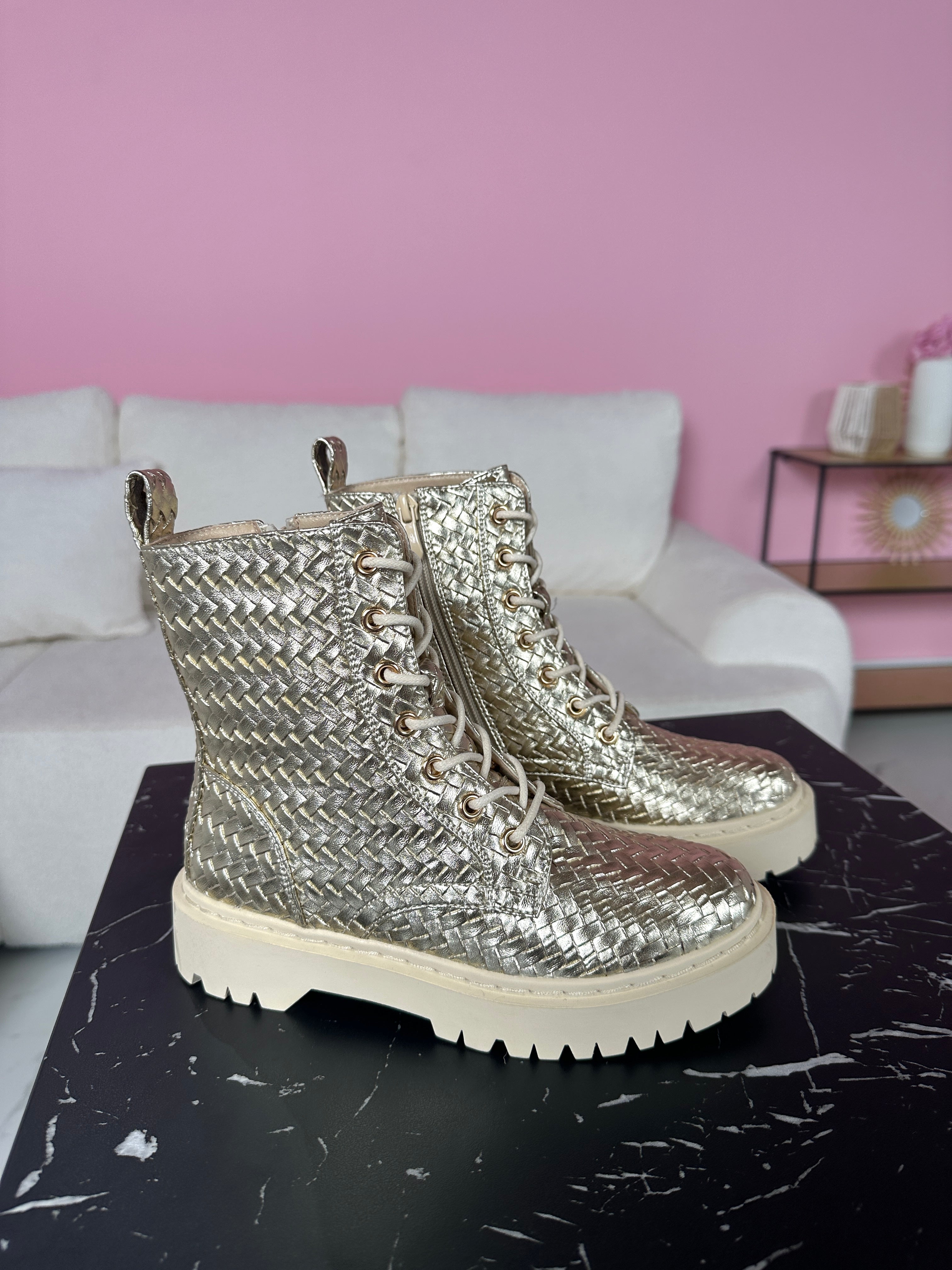 Martina Golden Ankle Boots