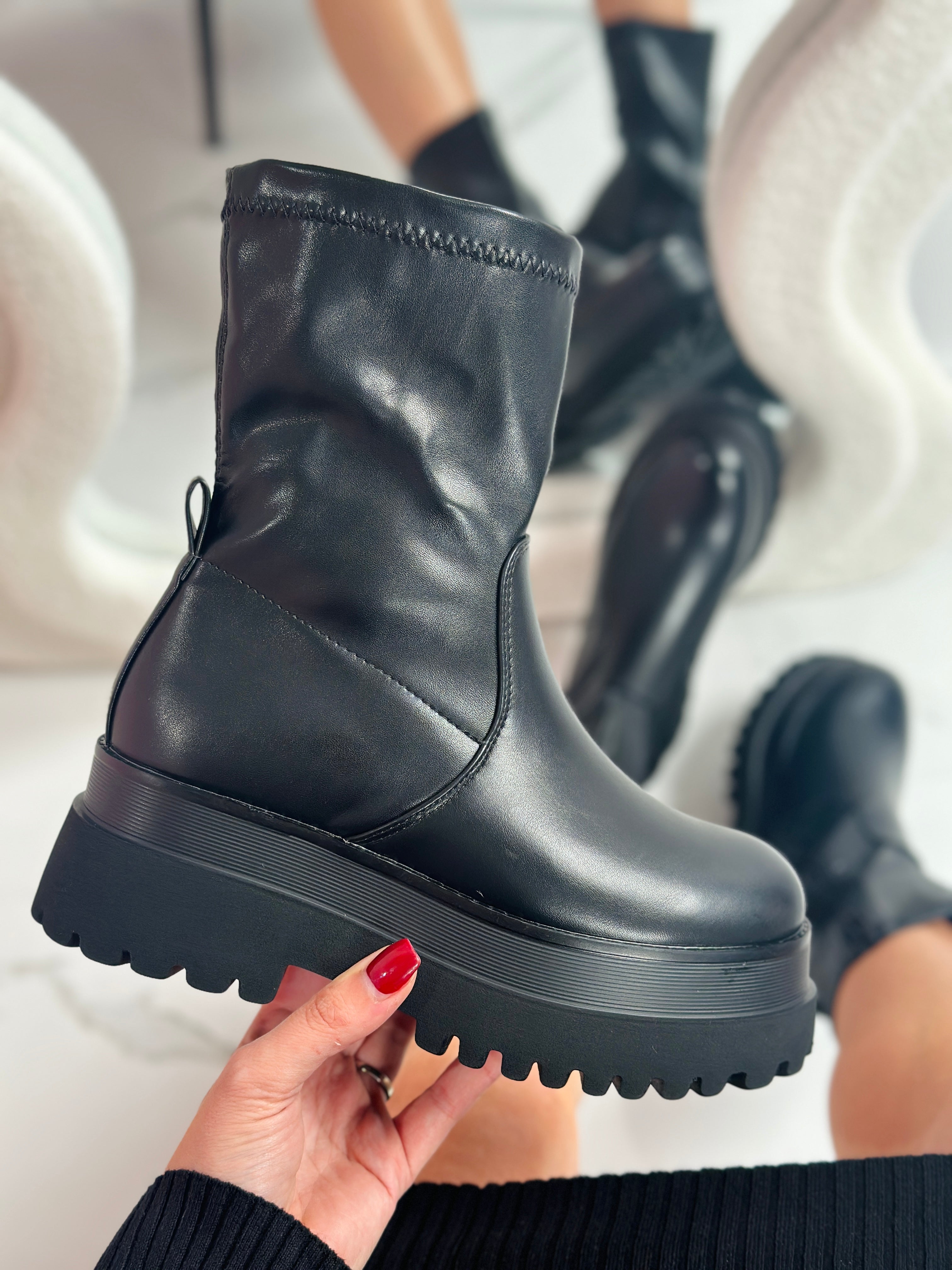 Elin Black Ankle Boots