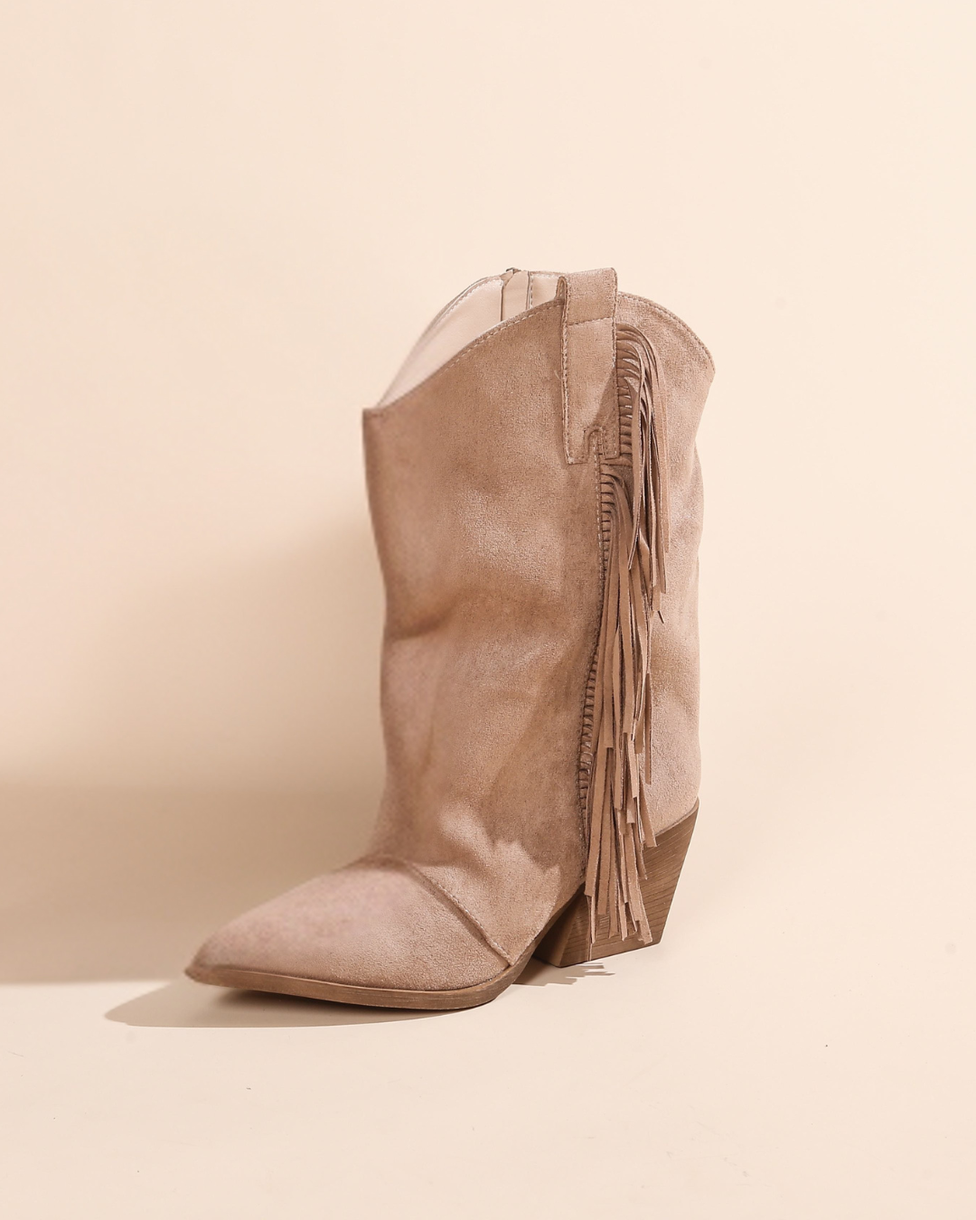 Khaki Fringed Ankle Boots