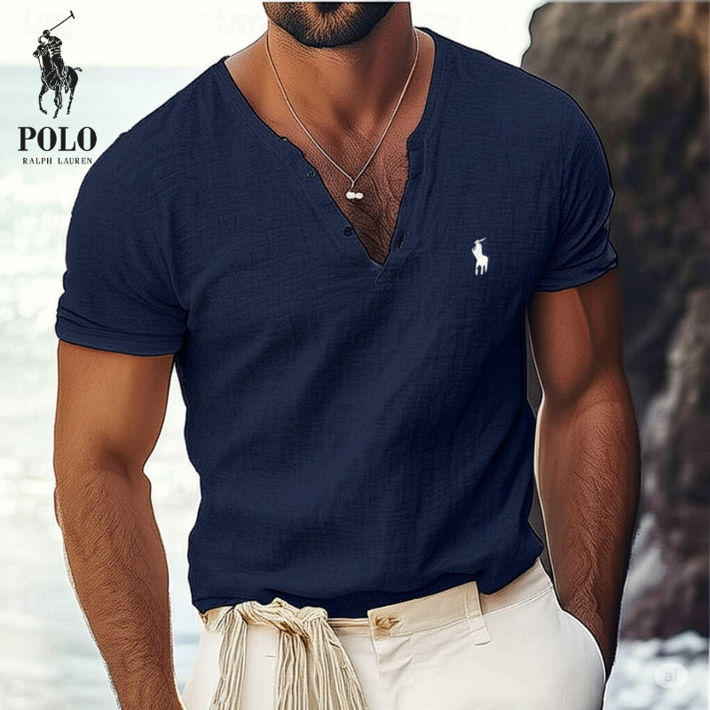 Rαlρh Lαurén | Koszula lniana Ralph Lauren z dekoltem w serek