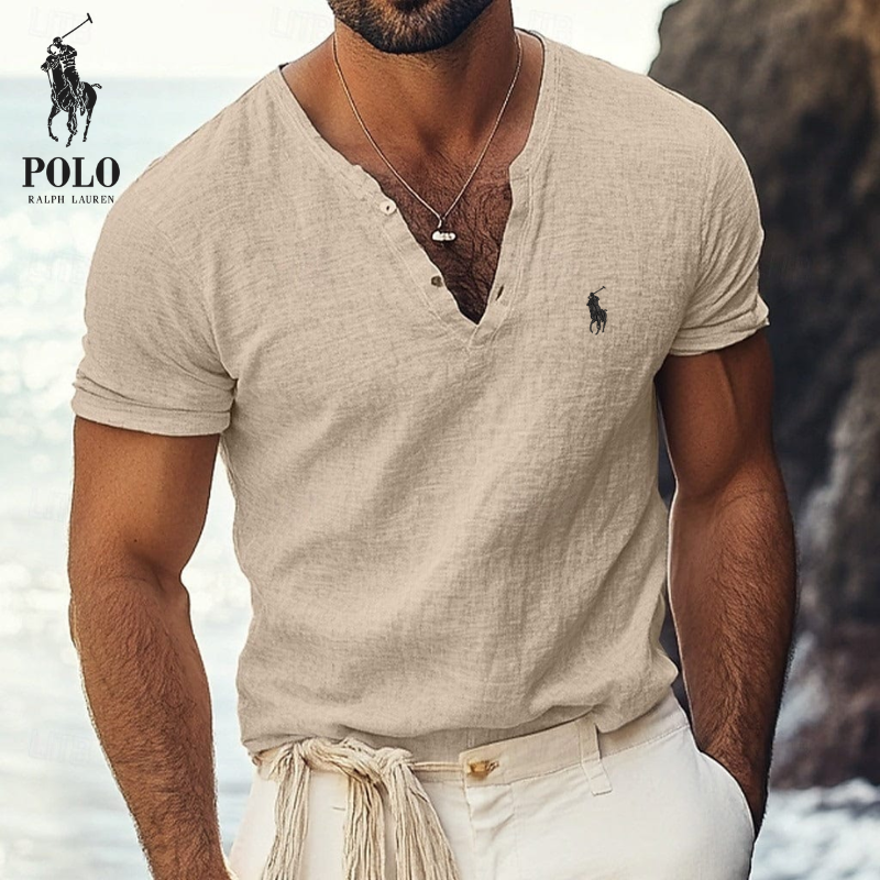 Rαlρh Lαurén | Koszula lniana Ralph Lauren z dekoltem w serek