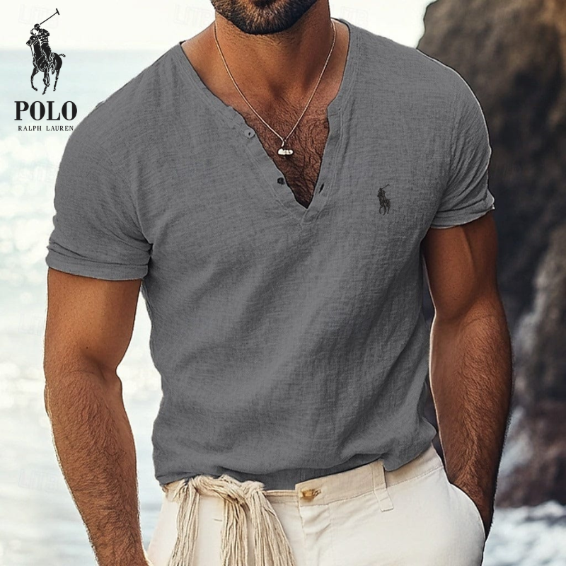 Rαlρh Lαurén | Koszula lniana Ralph Lauren z dekoltem w serek
