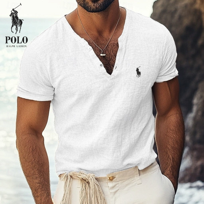Rαlρh Lαurén | Koszula lniana Ralph Lauren z dekoltem w serek