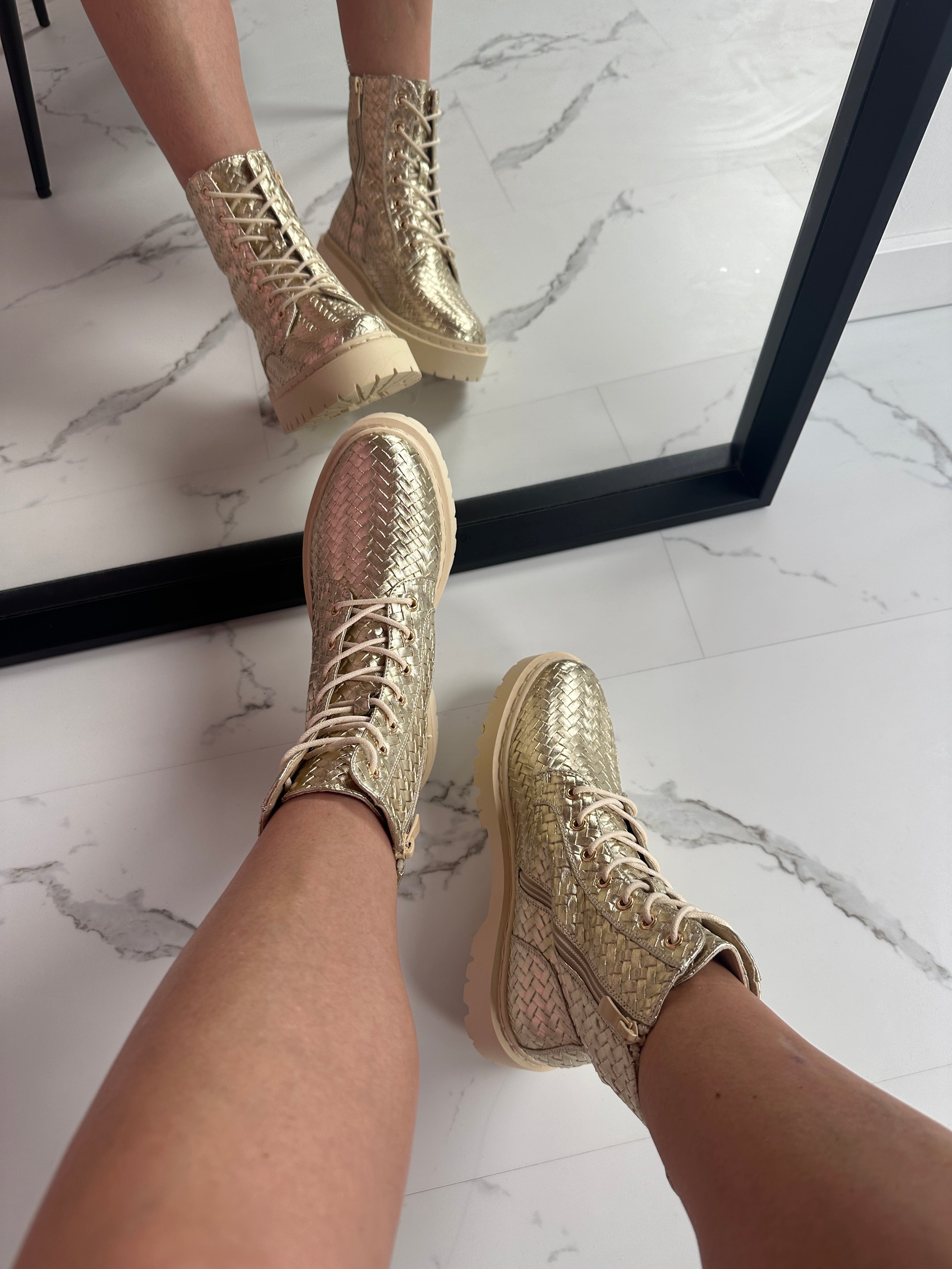 Martina Golden Ankle Boots