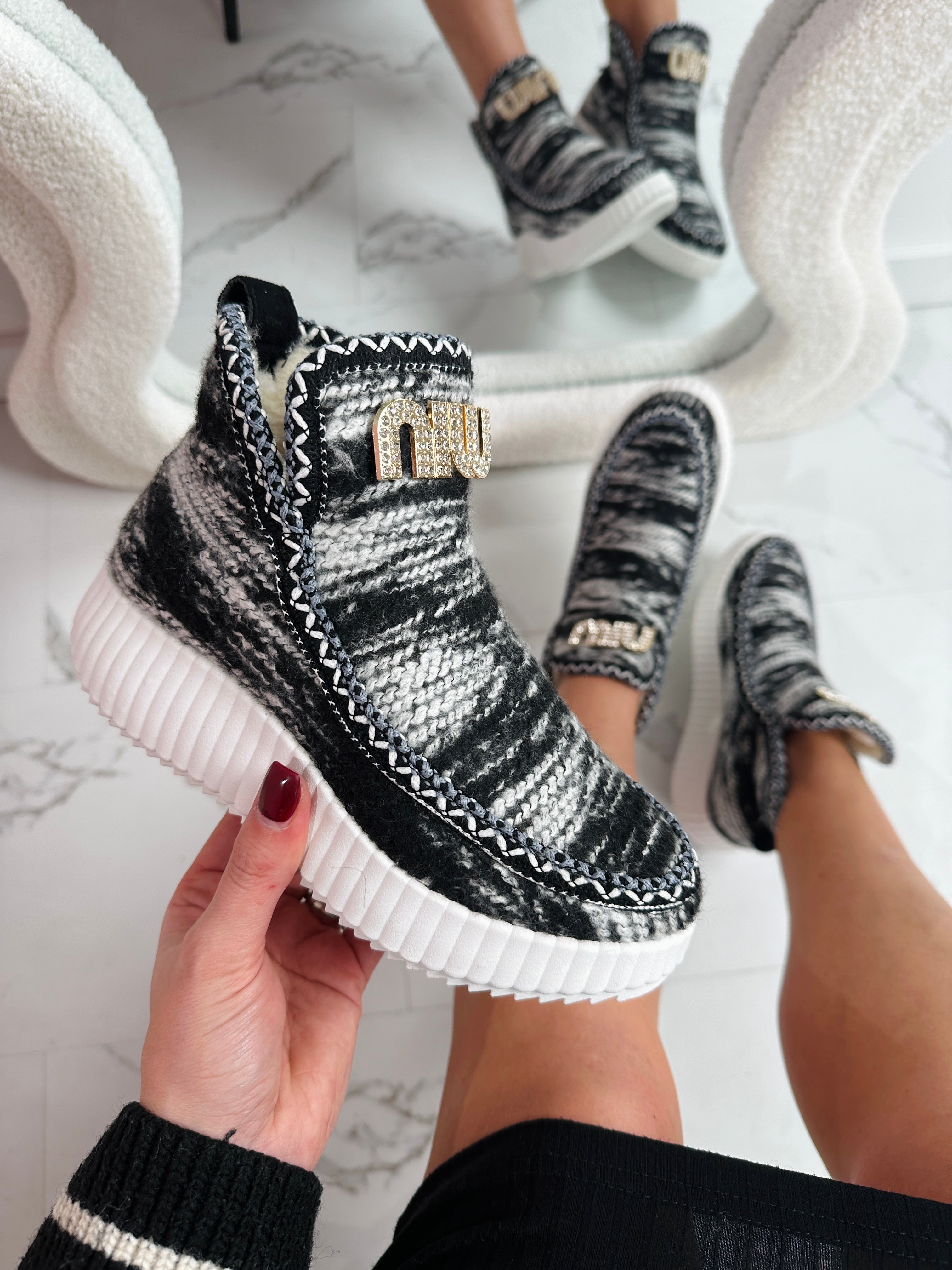 Black Fury Woven Boots