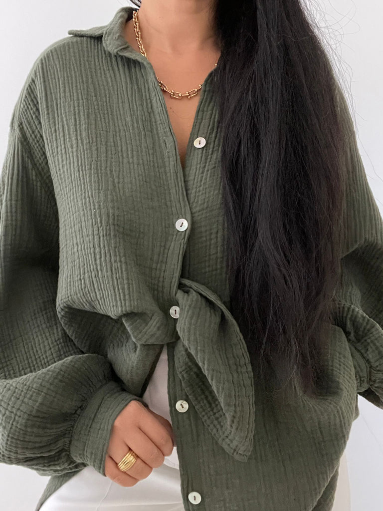 Dominika | Musselin Długa Oversize Bluzka