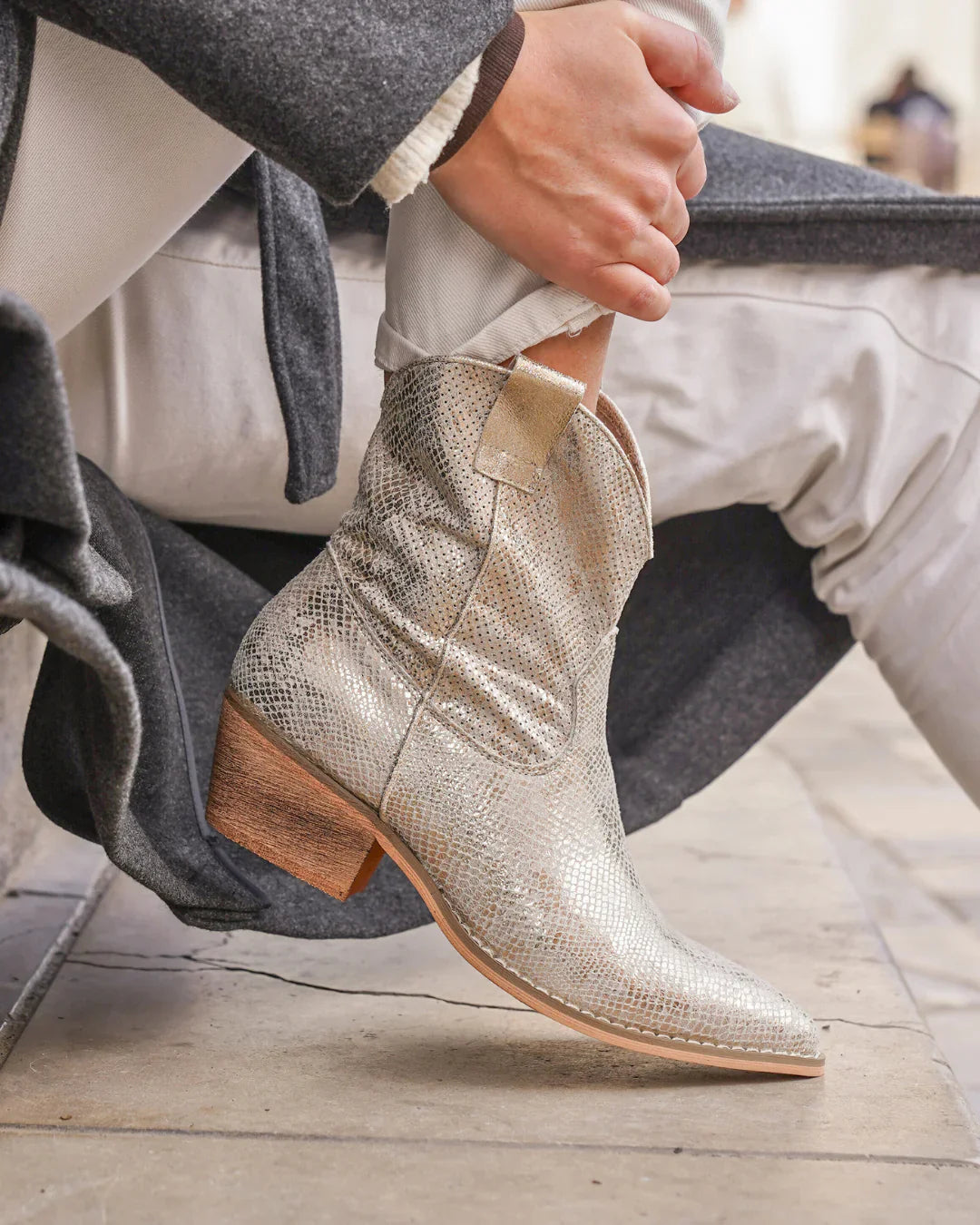 Mendy Gold Ankle Boots