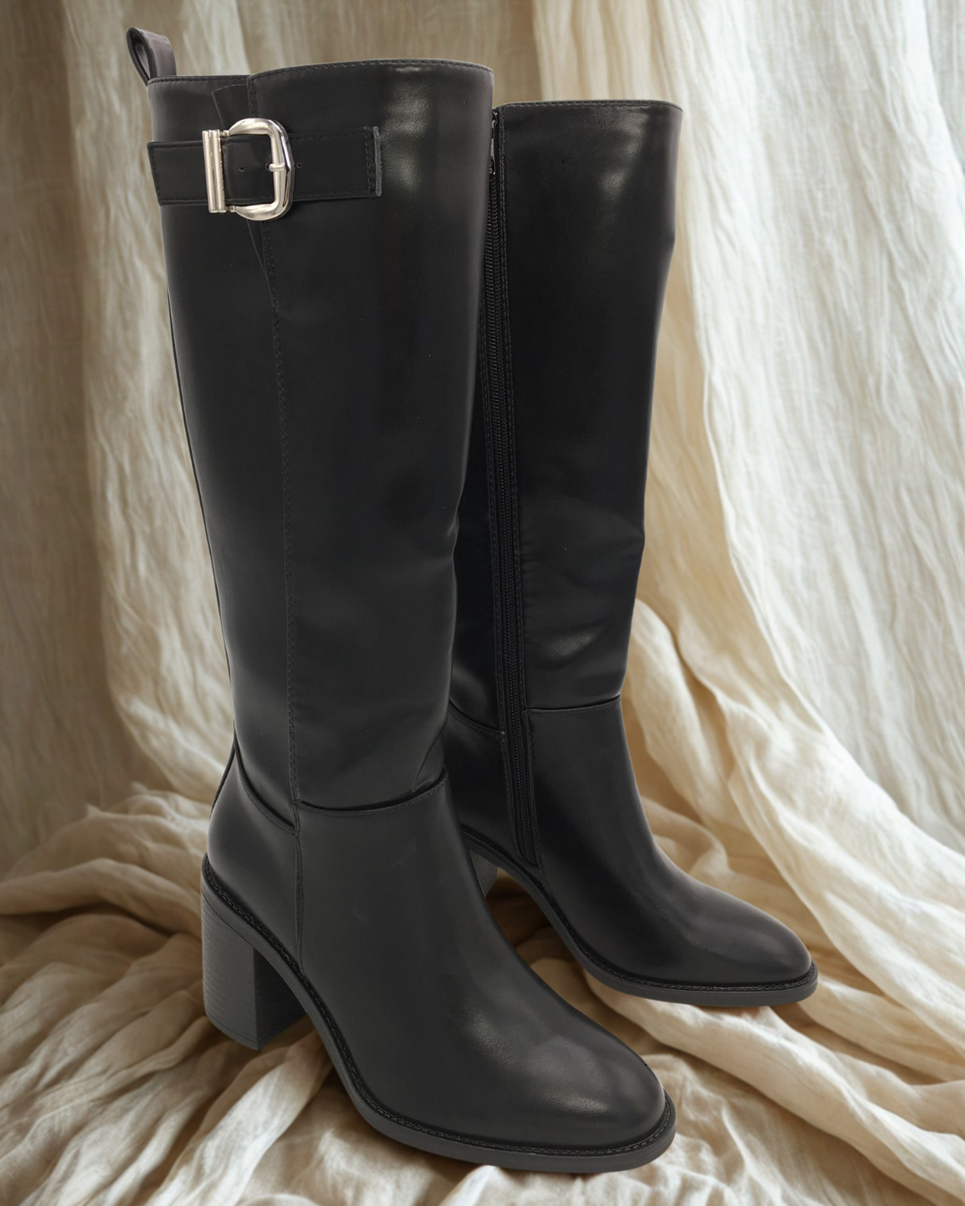 High Black Sandy Ankle Boots