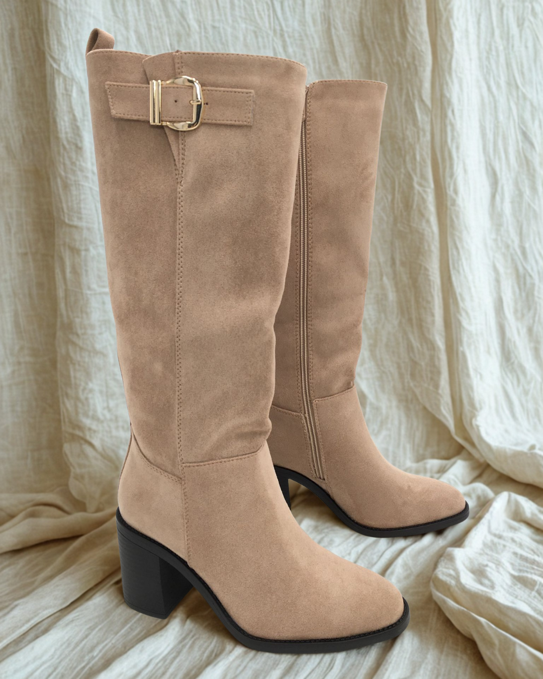 Sandy Khaki High Ankle Boots