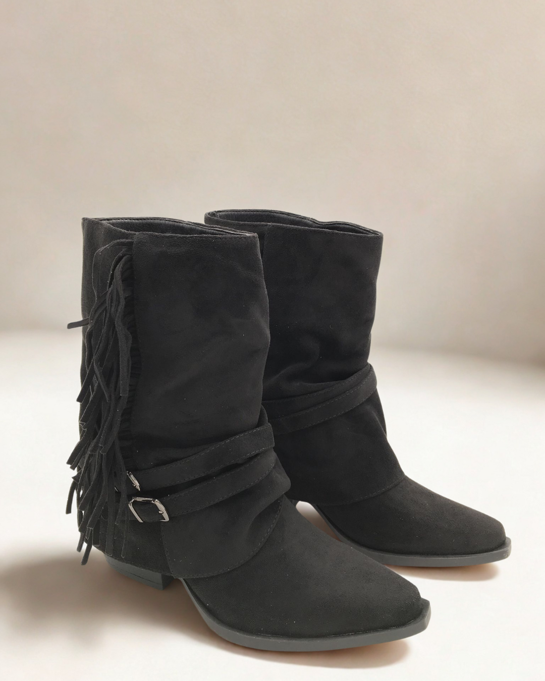 Black Cody Fringle Ankle Boots